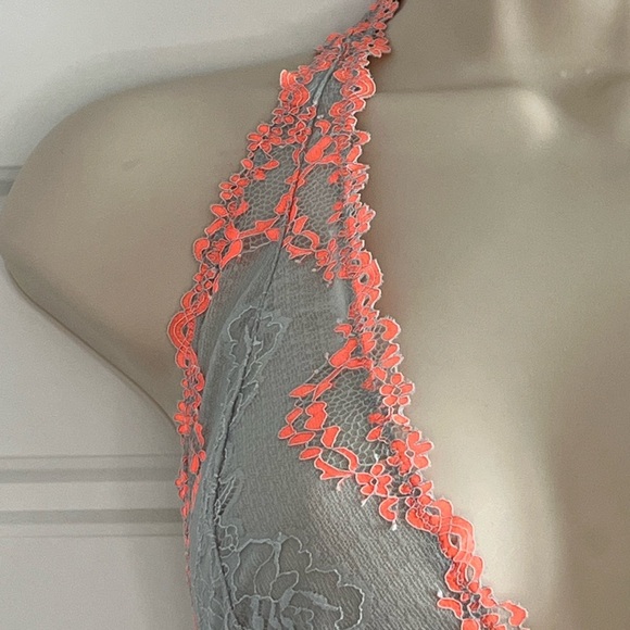 Free People Elle Halter Bralette Grey Combo Lace Large - Picture 5 of 8